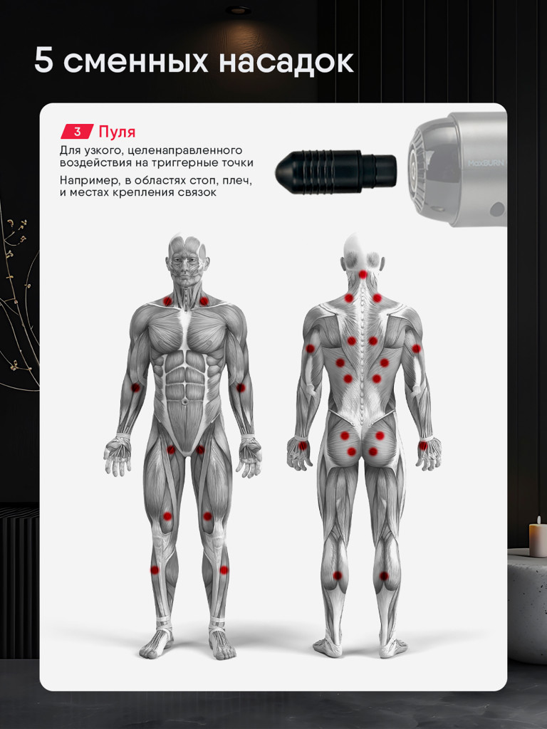 Массажер перкуссионный электрический для всего тела Ergonova MaxBurn GUN Pro антицеллюлитный