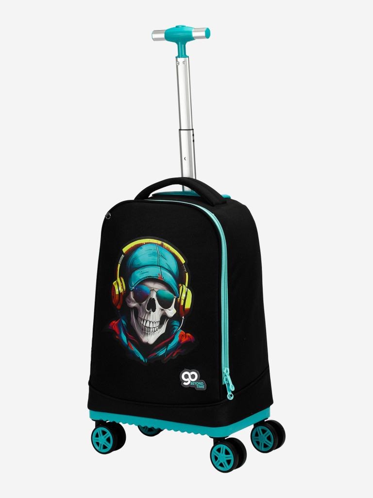 Чемодан детский BEYOND TIME D06 Череп-диджей черный