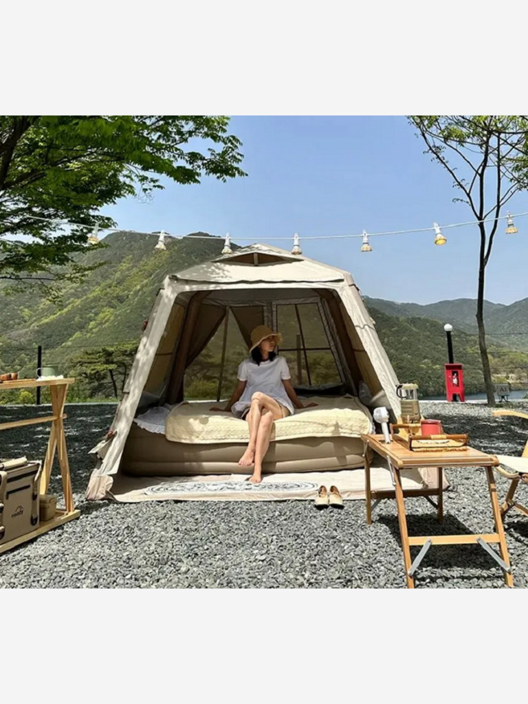 Надувная палатка Coody 5.8 Beige, 2.4×2.4 м, 2–4 человека, навес