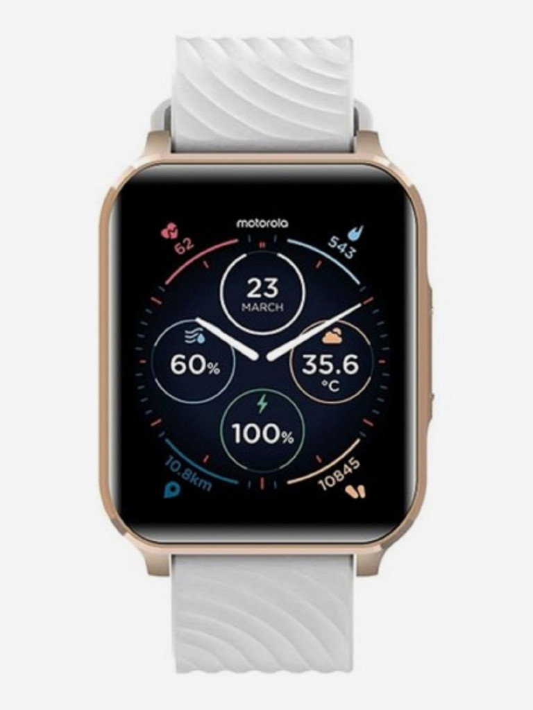 Умные часы Motorola Moto Watch 70 розовое золото, с белым ремешком