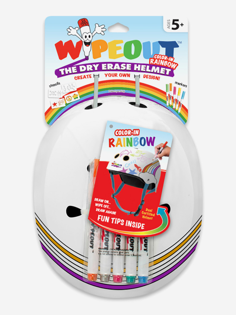 Шлем защитный с фломастерами Wipeout White Rainbow (M 5+) - белый