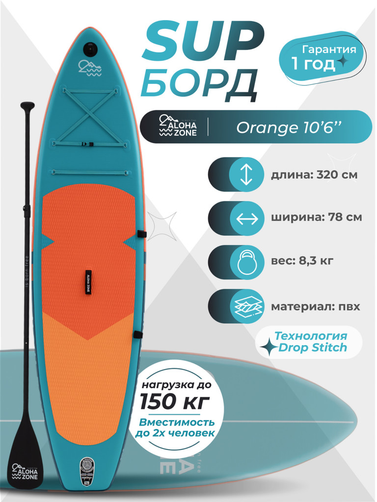 Сапборд Aloha Zone Orange 10,6``
