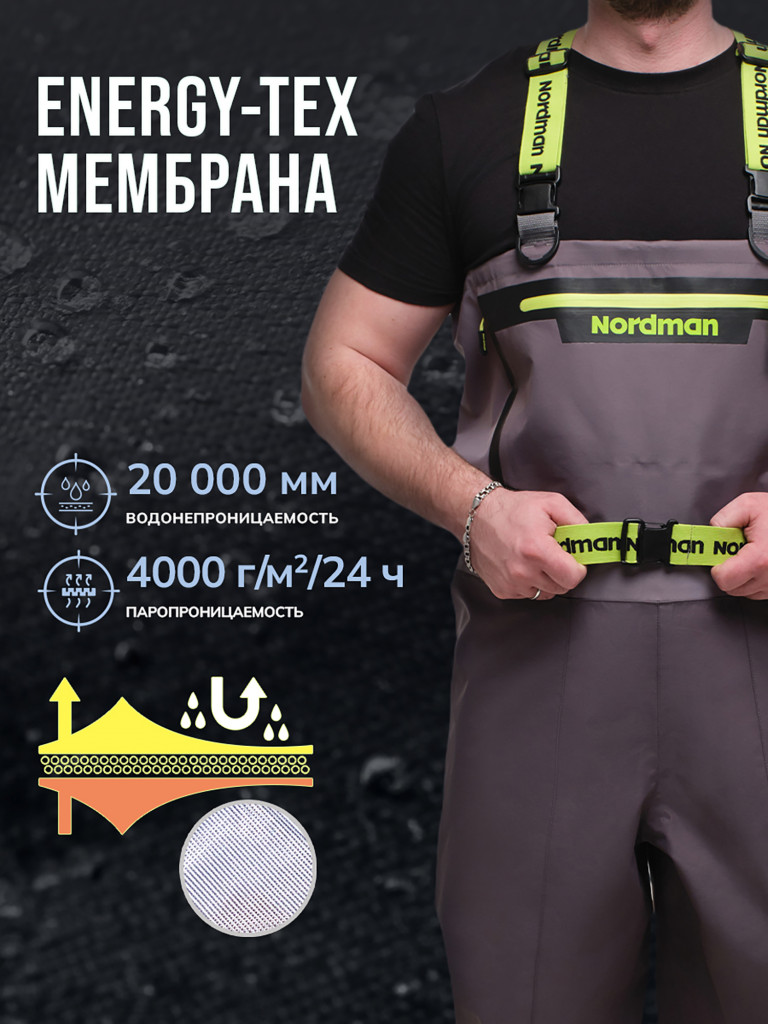 Вейдерсы мужские мембранные Nordman Pro-2 с носком