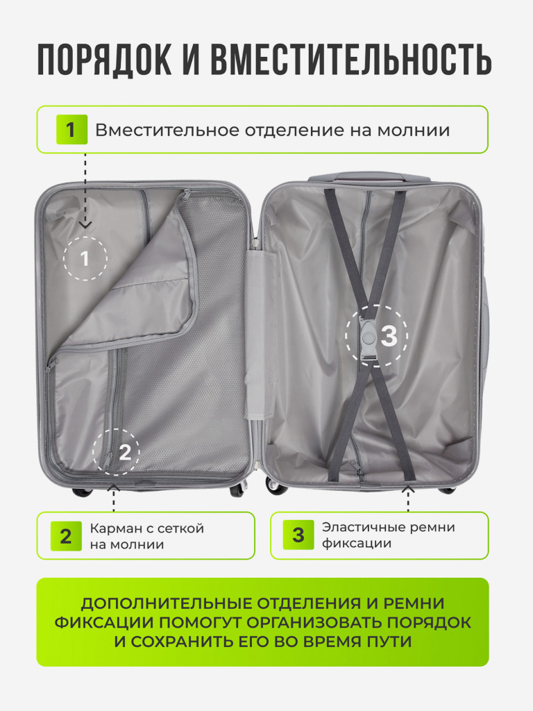 Чемодан Tevin Sp средний пластиковый неубиваемый