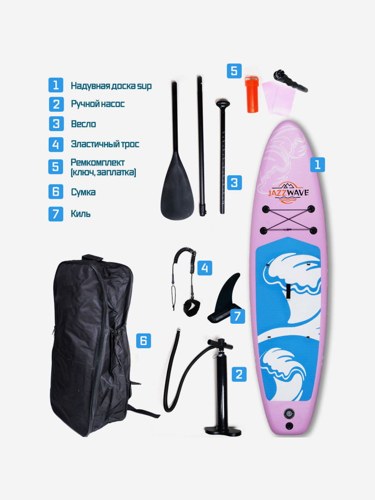 SUP-N1L-доска JAZZWAVE 335х83х15см розовая