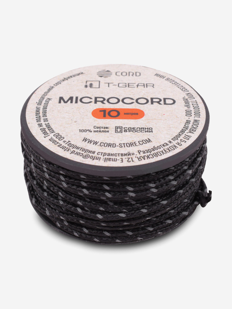 Микрокорд T-Gear x CORD nylon катушка 10м световозвращающий (Black)