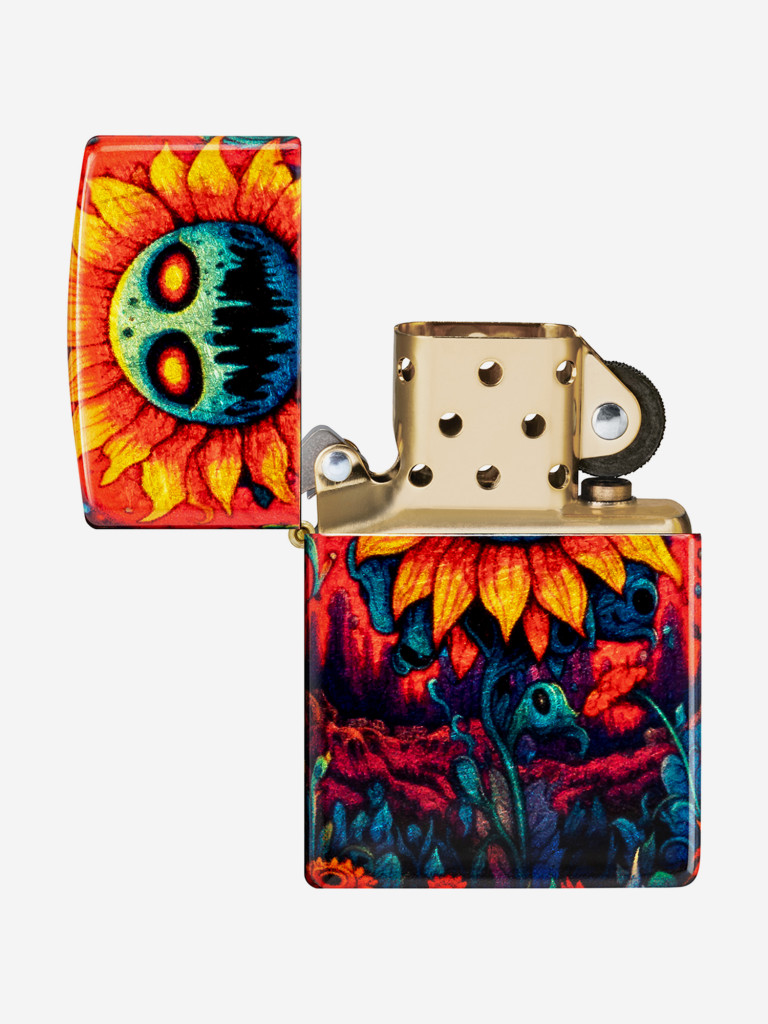 Зажигалка бензиновая ветроустойчивая Zippo Spooky Sunflower 540 Tumbled Brass