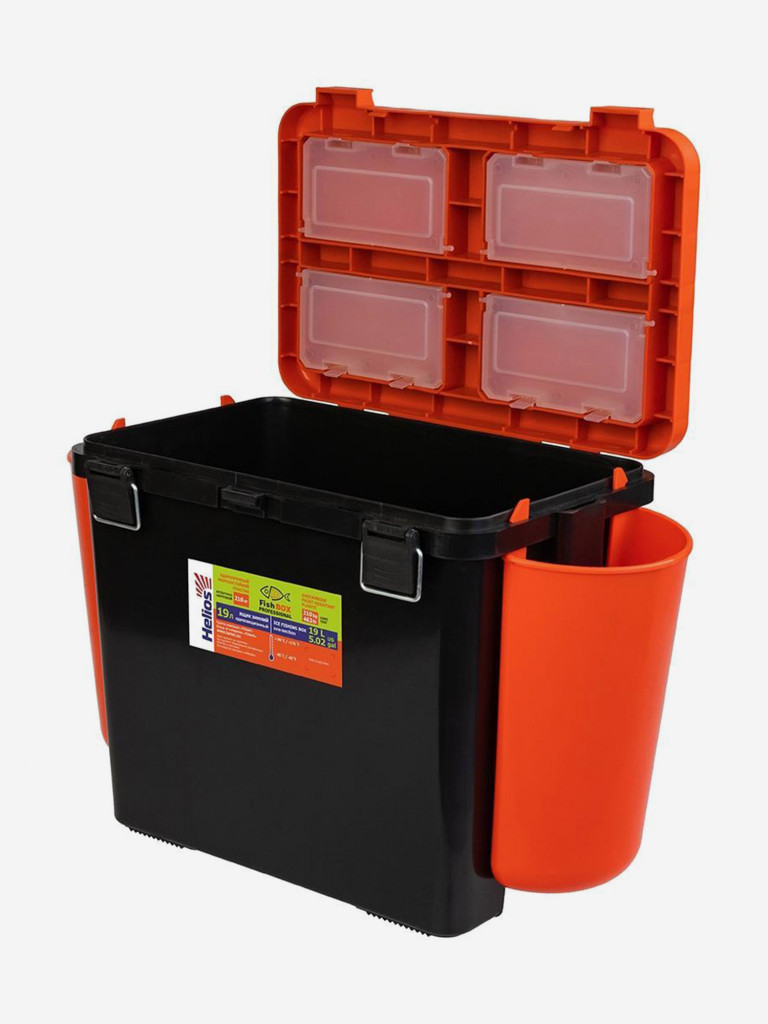 Ящик рыболовный зимний FishBox односекционный (19л) оранжевый Helios