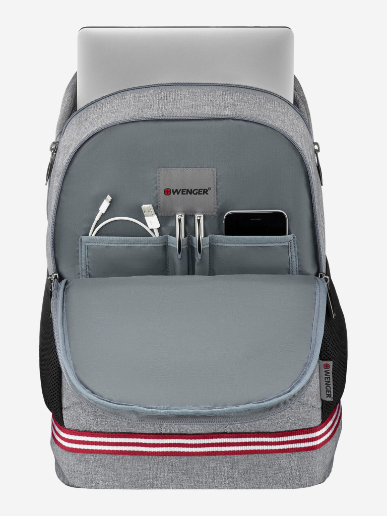 Рюкзак WENGER Collegiate Quadma 16”, серый, 100% полиэстер, 33х17х43 см, 22 л