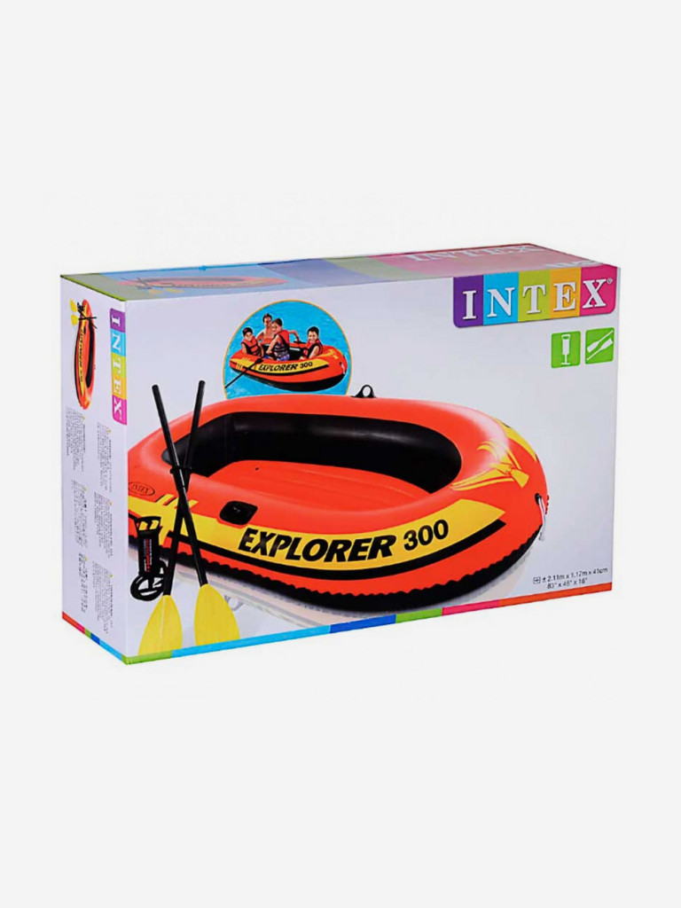 Надувная лодка Intex 58358 Explorer 300 + весла + насос (211х117х41 см)