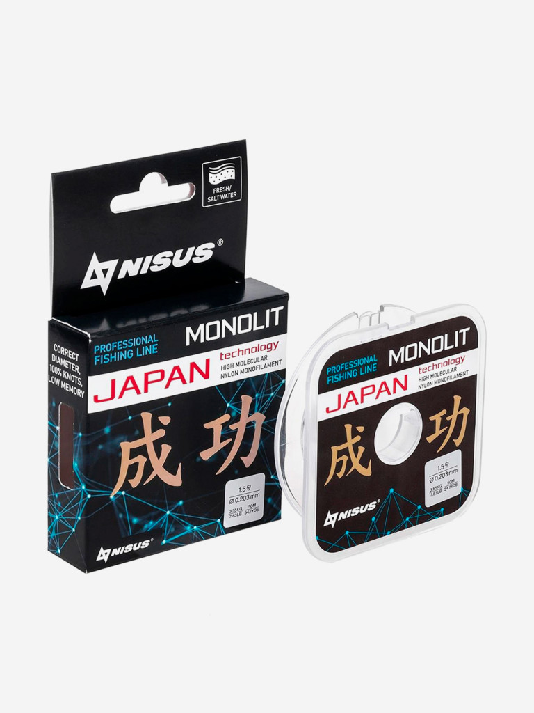 Леска для рыбалки Nisus MONOLIT Nylon 0,203мм, 50м, 3,55кг, прозрачный