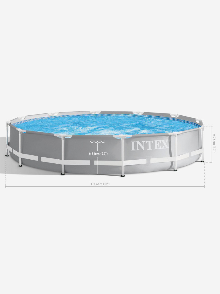 Бассейн каркасный Intex Prism Frame, 366х76 см, светло-серый