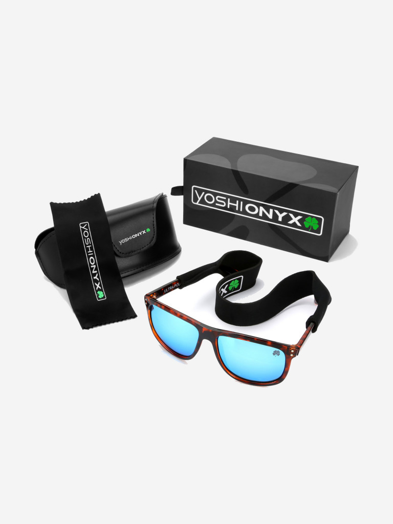 Очки поляризационные Yoshi Onyx оправа каштановая, синие линзы для рыбалки