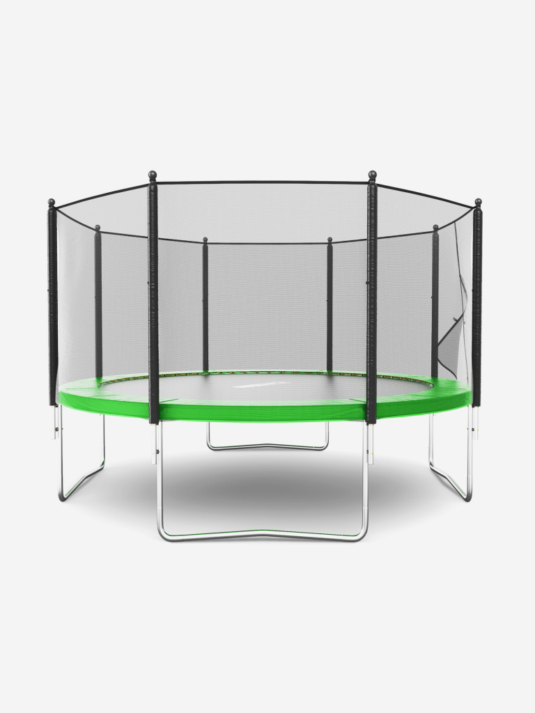 Батут каркасный UNIX Line Simple 12 ft Green с внешней защитной сеткой, общий диаметр 366 см, до 150 кг