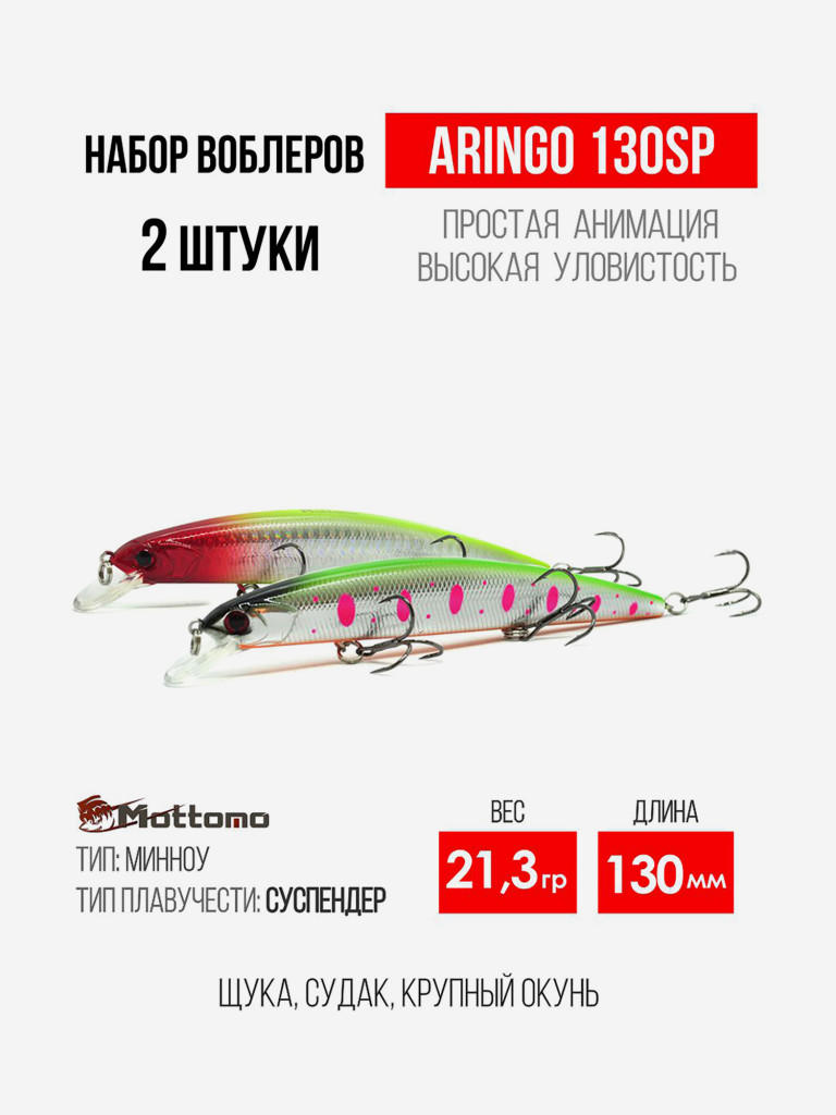 Набор воблеров для рыбалки Aringo 130SP "2 в 1" минноу