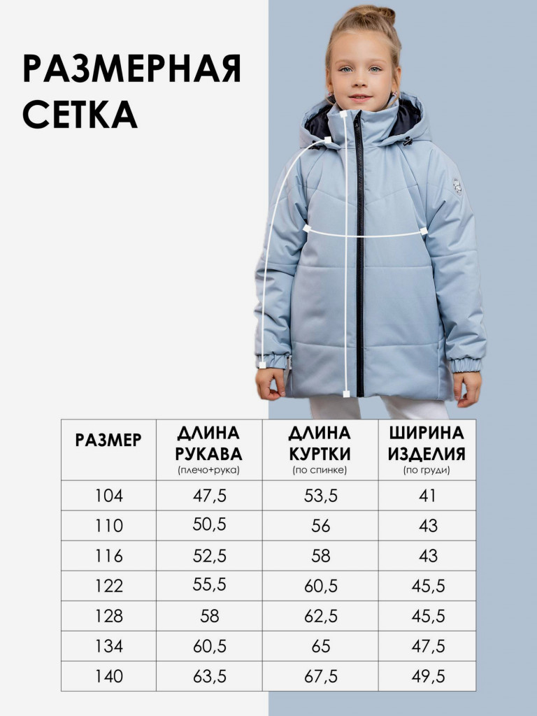 Куртка-парка утепленная для девочки batik Мико серо-голубой