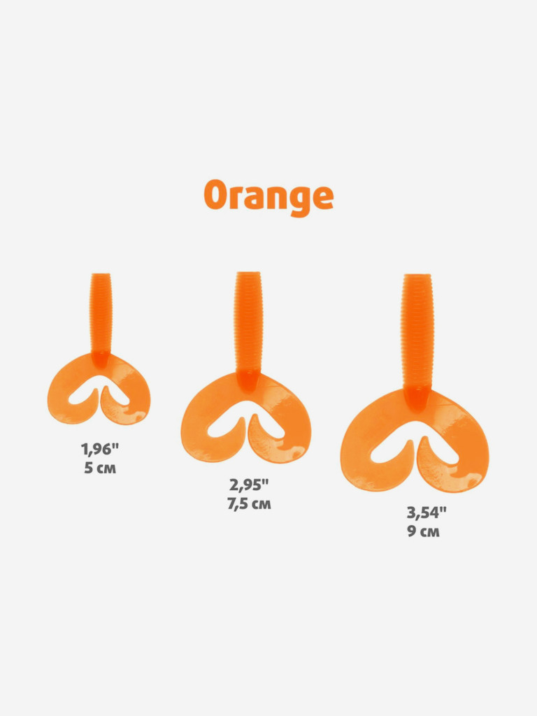 Мягкая приманка Helios Credo Double Tail, 3,54" / 9 см, Orange, 15 штук (HS-28-024-N-15)