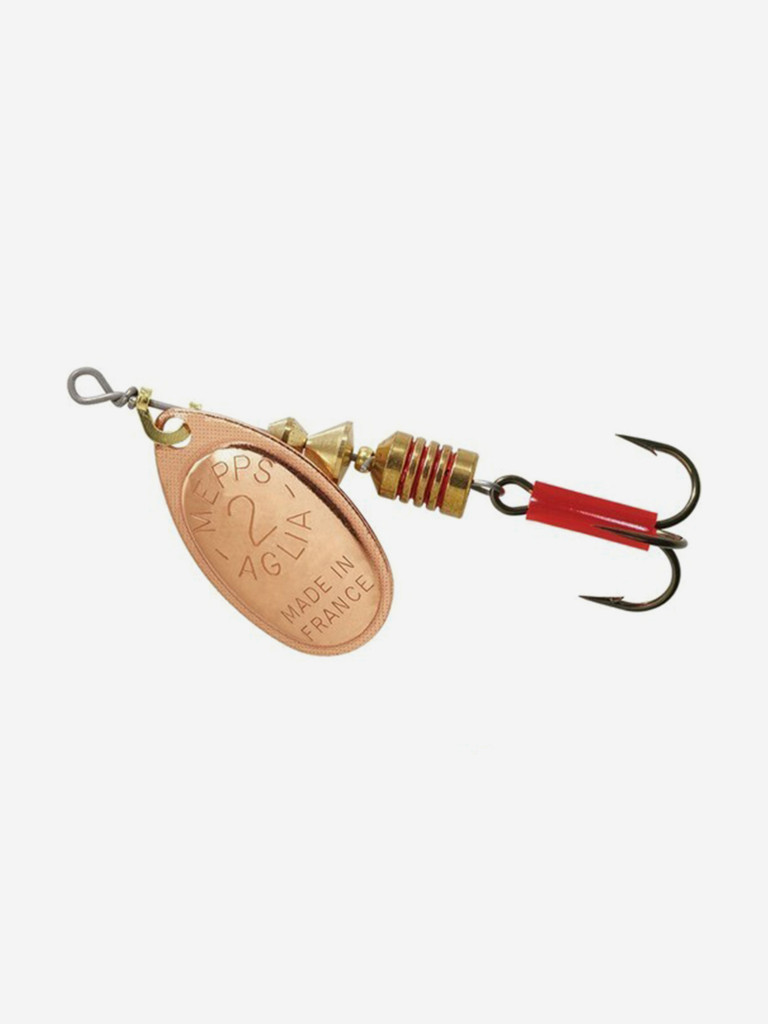 Комплект вращающихся блёсен Mepps AGLIA 2 (Silver, Gold, Cooper, Black) + коробка для приманок