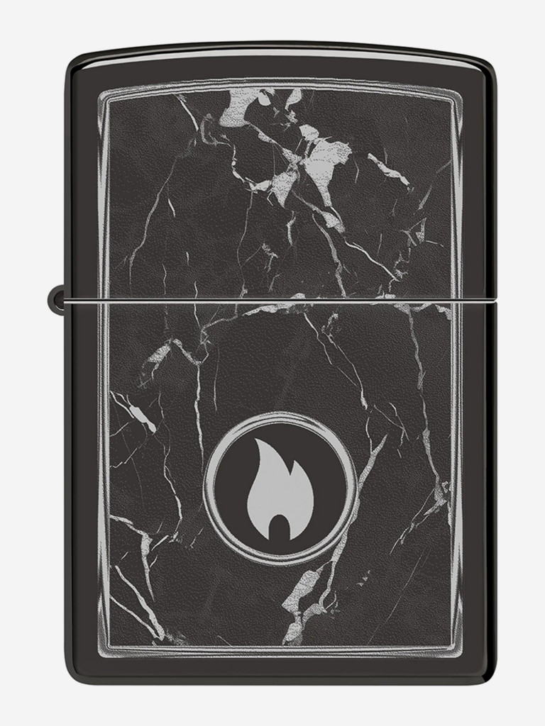 Зажигалка бензиновая ветроустойчивая Zippo Marble Flame High Polish Black