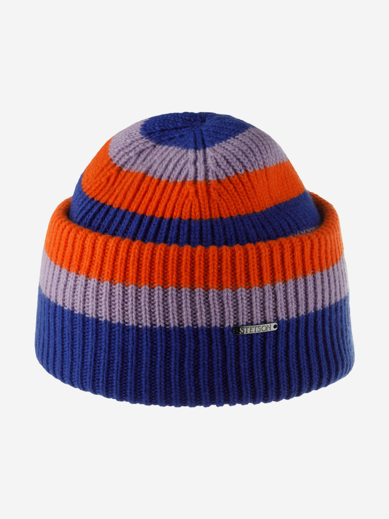 Шапка с отворотом STETSON 8599392 BEANIE STRIPES WOOL STETSON FREESTYLE (синий)