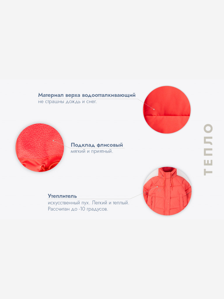 Полупальто демисезонное с капюшоном и принтом лапки для девочки Button Blue