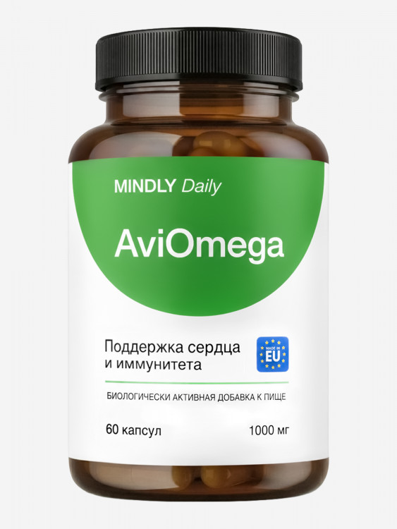 Омега-3 рыбий жир MINDLY AviOmega, 1000 мг, 60 капсул