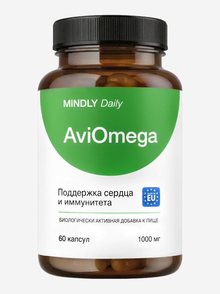 Омега-3 рыбий жир MINDLY AviOmega, 1000 мг, 60 капсул