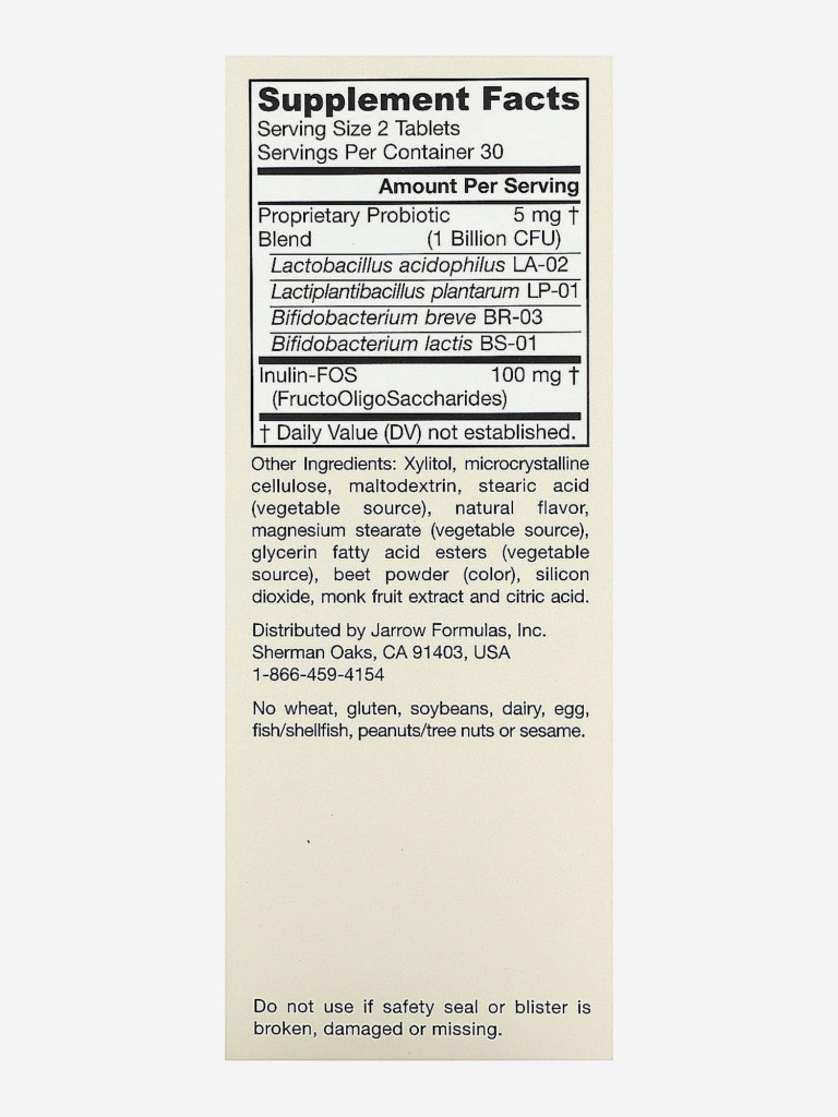 Бад, пробиотик и пребиотик для детей от 4 лет, Jarrow Formulas Jarro-Dophilus Kids 1 billion CFU natural raspberry, 60 chew. tabs