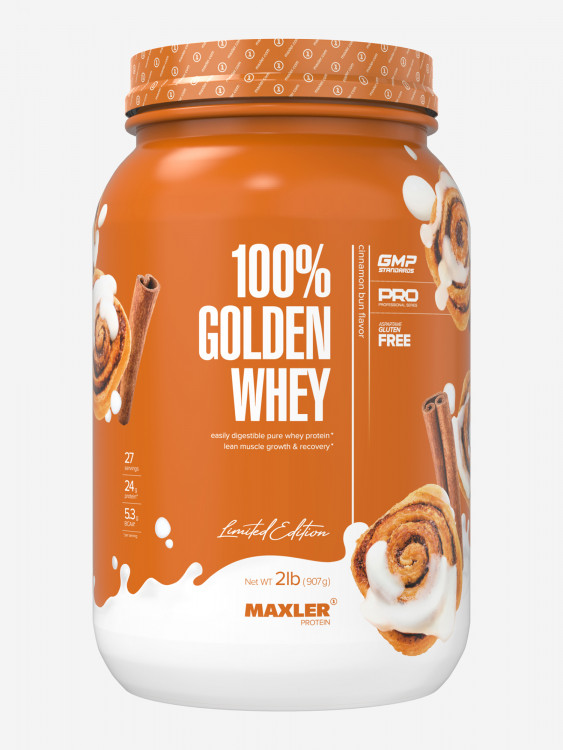 МАКСЛЕР 100% Голден Вей вкус: булочка с корицей / MAXLER 100% Golden Whey Cinnamon Bun Flavor 907 г