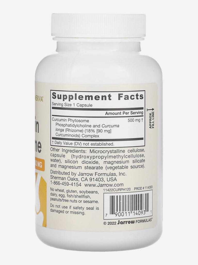 Антиоксидант, противовоспалительное для суставов, Фитосомный куркумин 500мг, Jarrow Formulas Curcumin Phytosome 120 veg caps