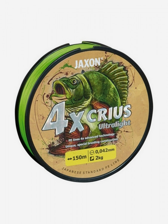Плетеный шнур для рыбалки Jaxon Crius 4x Ultralight Flash неоново зеленый 150 метров 0.082 мм / 5 кг