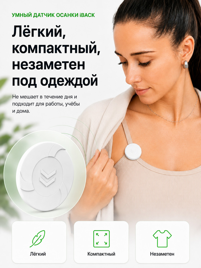 Умный датчик осанки iBACK электронный корректор с вибрацией и приложением