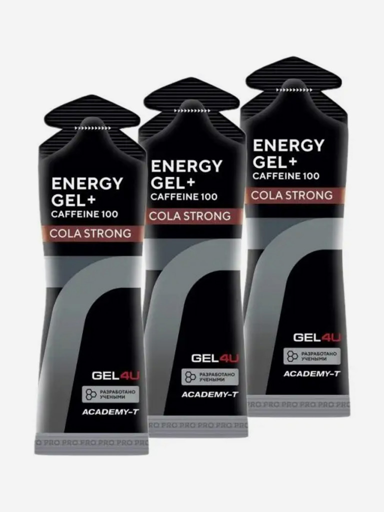 Гель энергетический углеводный с кофеином GEL4U, вкус Кола, 60мл, Набор из 3 шт