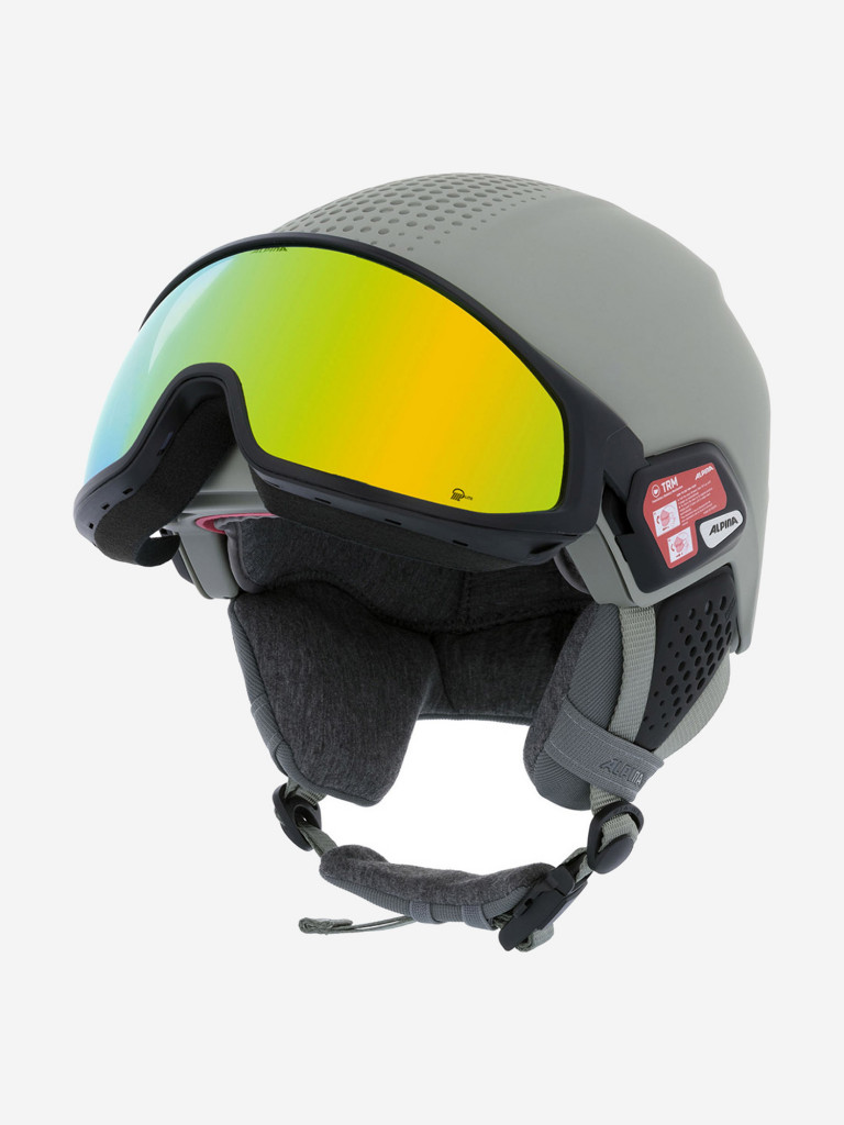 Горнолыжный шлем с визором Alpina Alto Q-Lite Moon-Grey Matt/Gold Mirror