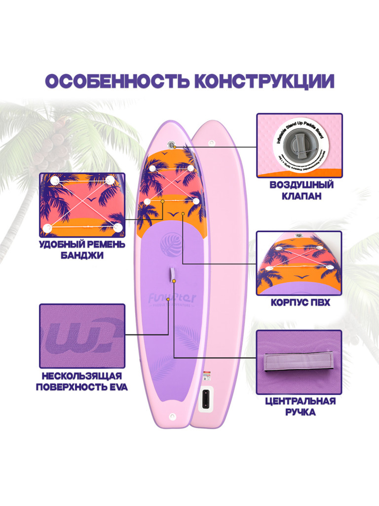 Надувная SUP-доска FunWater FLAMINGO, 11' 335*84*15 см сапборд