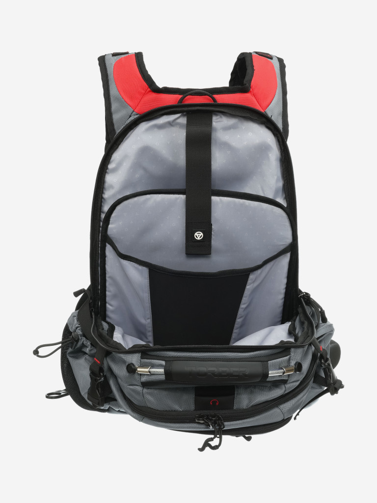 Рюкзак TORBER DRIVE с отделением для ноутбука 15", серый/красный, полиэстер, 30 л
