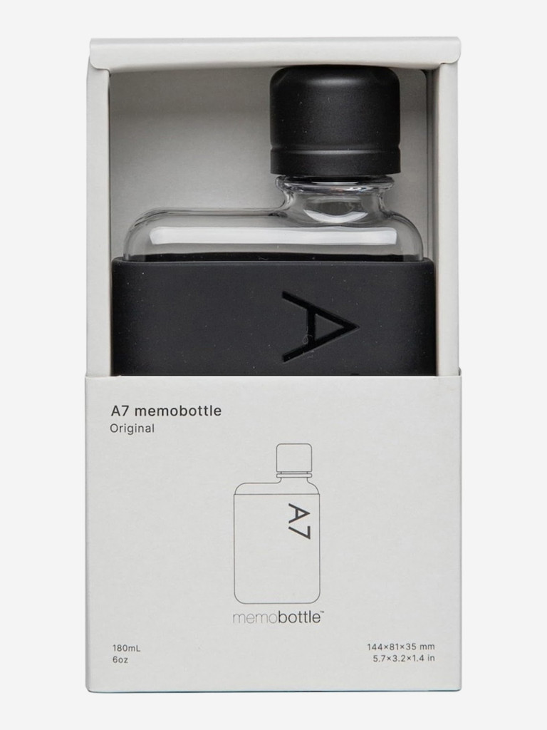 Бутылка с силиконовым чехлом Memobottle A7, черный