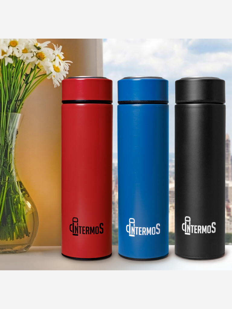 Термос с узким горлом с фильтром для чая Intermos, 500 мл, черный