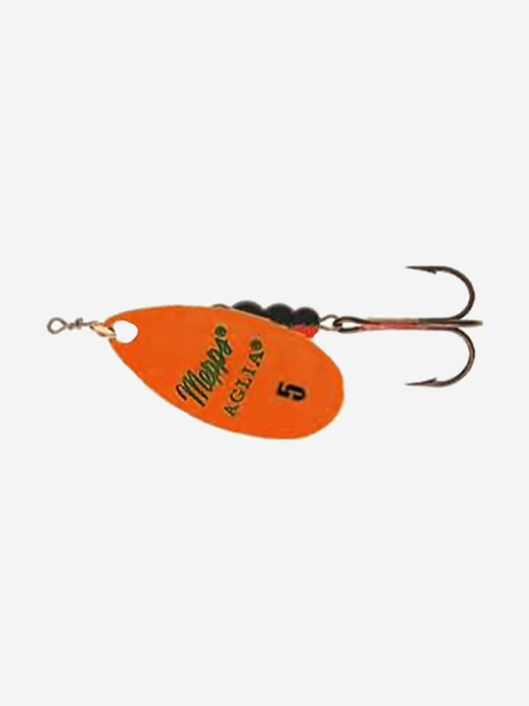 Блесна для рыбалки вертушка Mepps AGLIA FLUO, 5, Orange, комплект из 5 штук