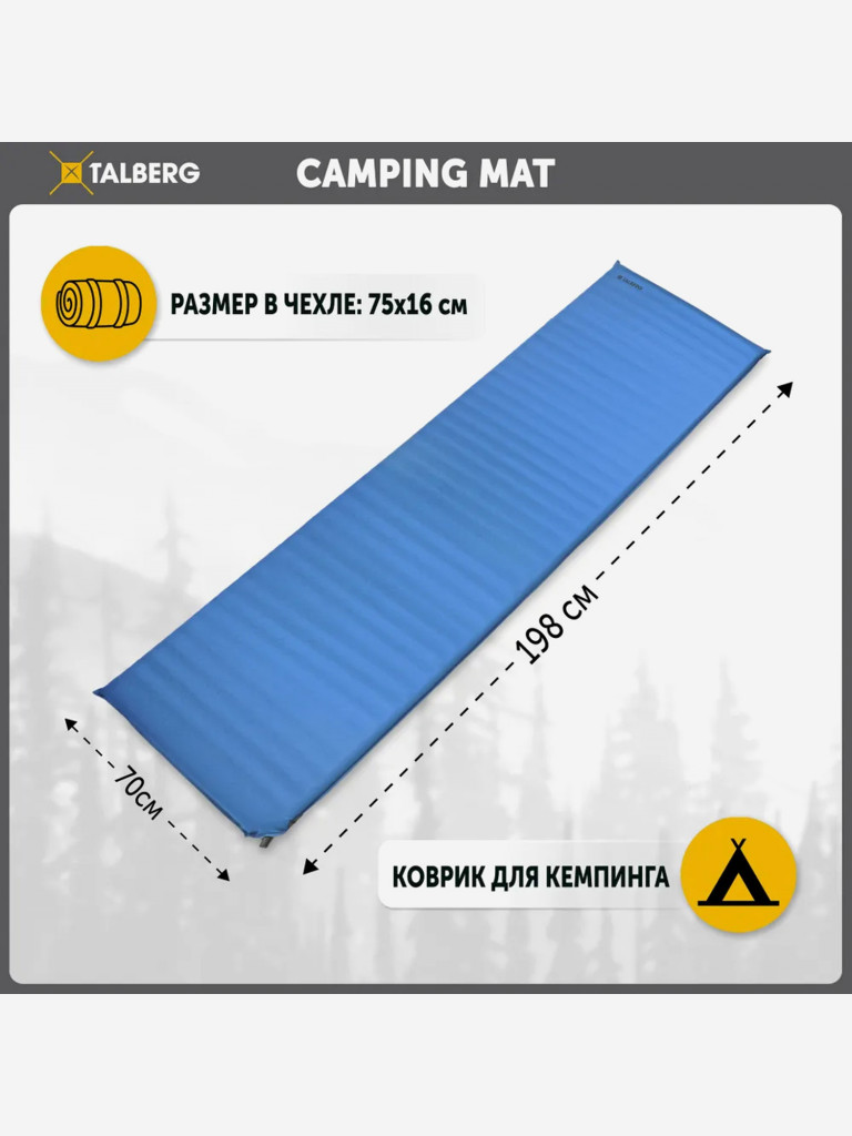 Коврик TALBERG CAMPING MAT, 198X70X5.0, синий, самонадувающиеся
