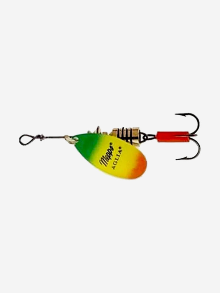 Комплект вращающихся блёсен Mepps AGLIA 3 FLUO (Furia, Phosphor, Chartreuse, Tiger) + коробка для приманок