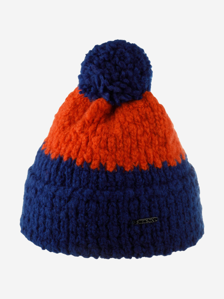 Шапка с отворотом STETSON 8599393 BEANIE POMPOM STETSON FREESTYLE (синий)
