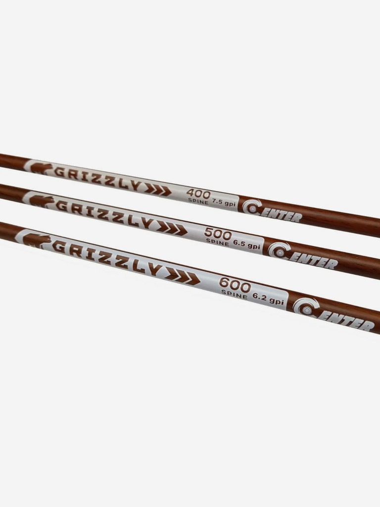 Стрела лучная карбон под дерево Centershot Grizzly 500 натуральное оперение 4"