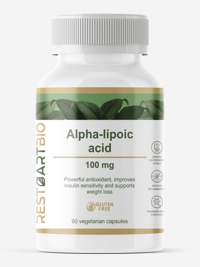 Альфа-липоевая кислота, RESTARTBIO, 100 мг, 90 капсул