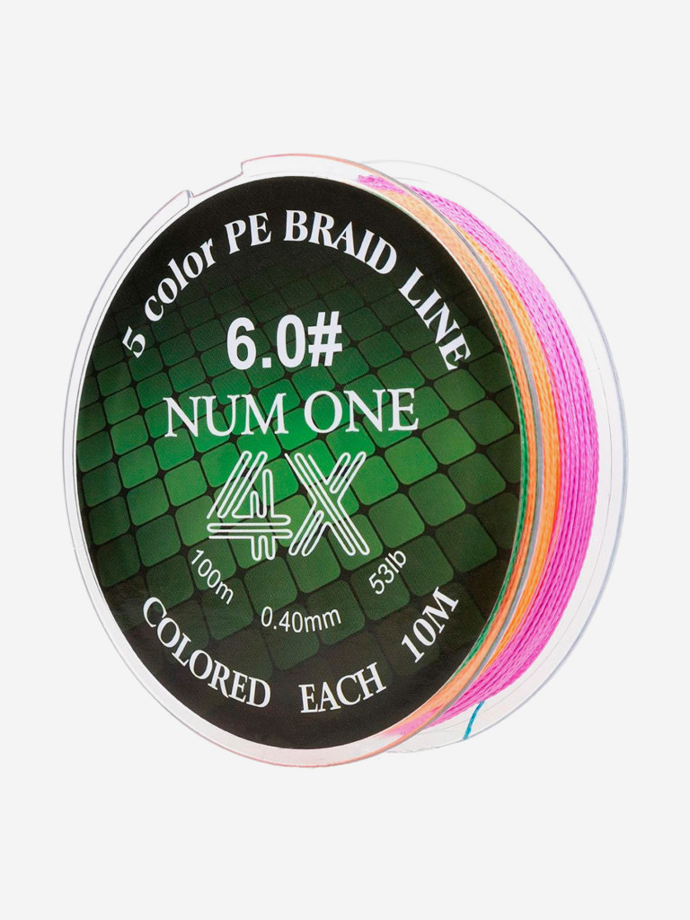 Шнур плетеный для рыбалки Ryobi NUM ONE PE4X, 100м, 0,405мм, 24кг, мультиколор