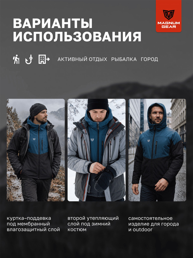Куртка для рыбалки мужская MAGNUM GEAR RADIATOR HOODY синий