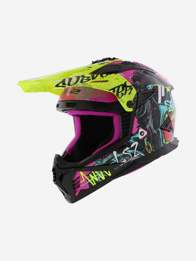 Мотошлем LS2 MX708 FAST II GORILLA (фиолетово-желтый глянцевый, Gloss Purple H-V Yellow)