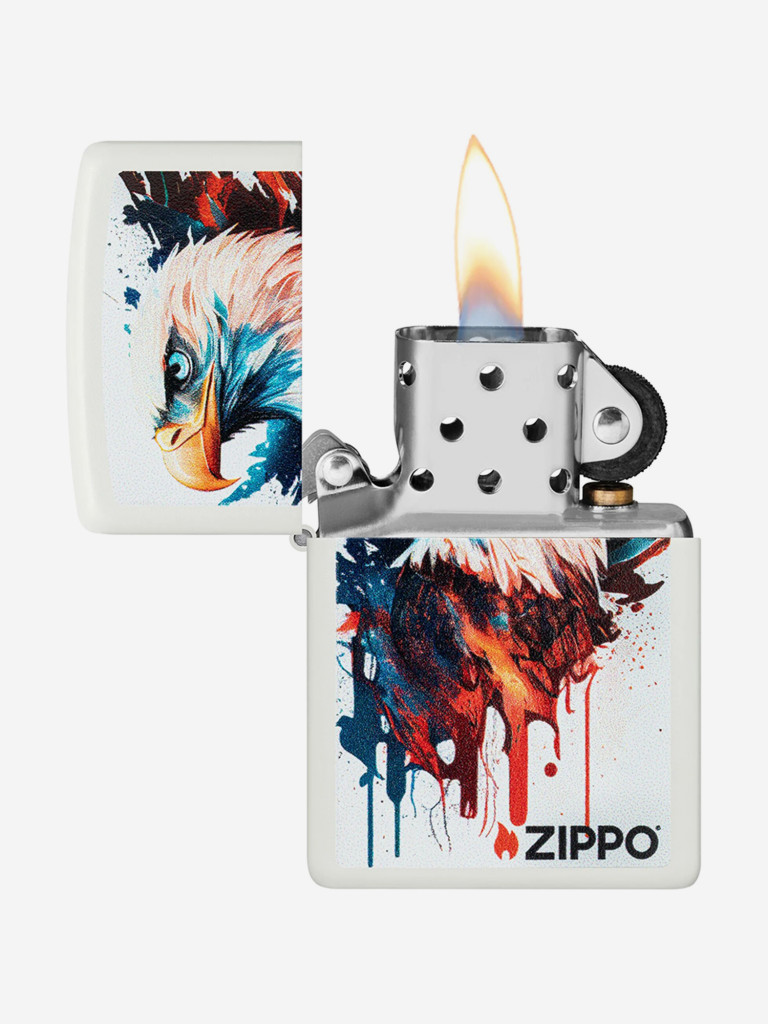 Зажигалка бензиновая ветроустойчивая Zippo Painted Eagle Design White Matte