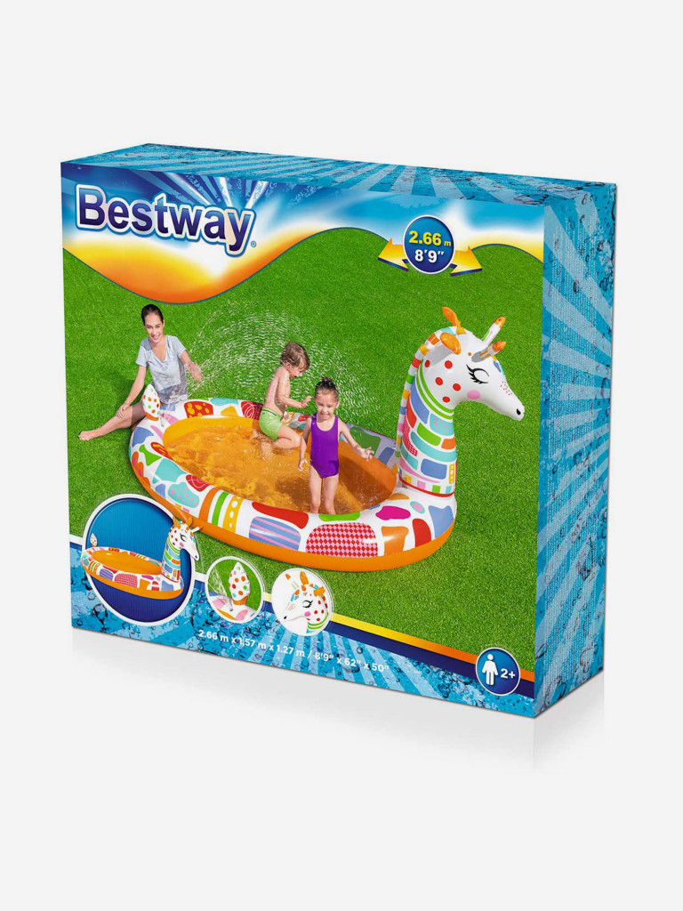 Бассейн детский BestWay 53089 Жираф с фонтаном (266х157х127см) 2+