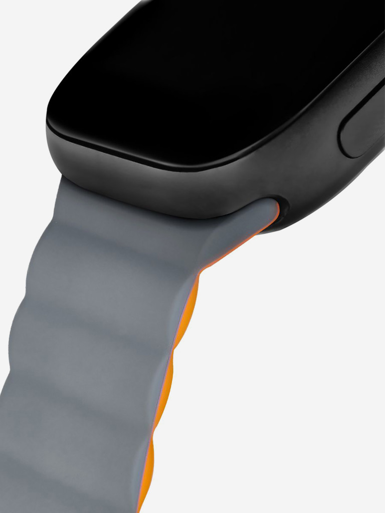 Ремешок для часов Apple Watch Ultra/49/45/44/SE/42 mm Mutural Оригинал, ультралегкий силиконовый на магните — серо-оранжевый